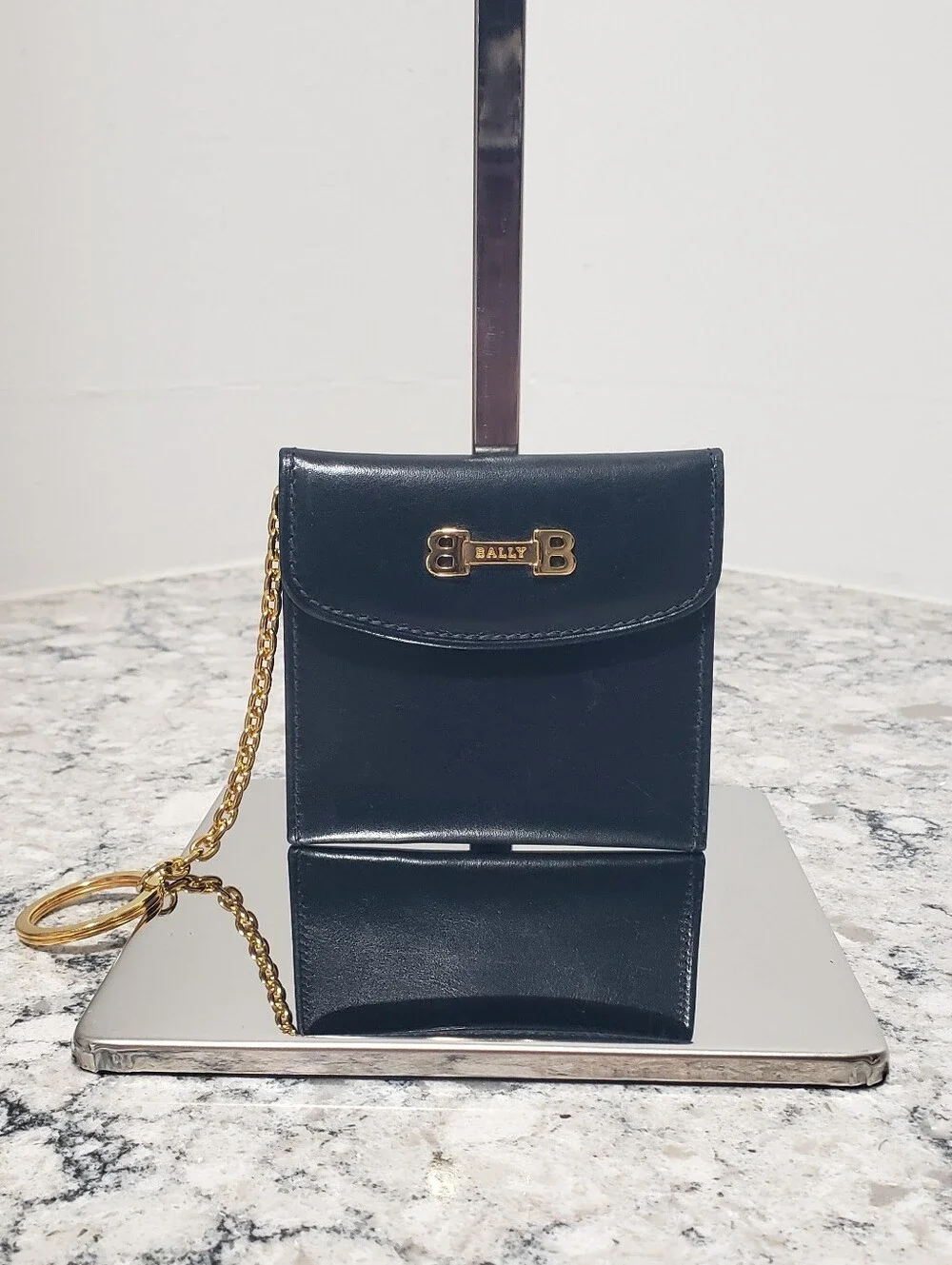 Bally Vintage Leather Coin Pouch Keychain